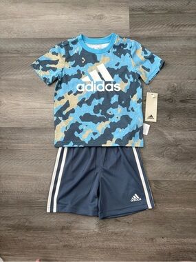 adidas Blue Camo Tee and Navy Shorts Set